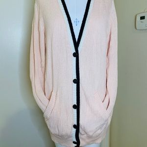 Long F21 pink varsity cardigan